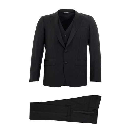 Dolce & Gabbana Elegant Black Wool Men's Suit IT46 / S