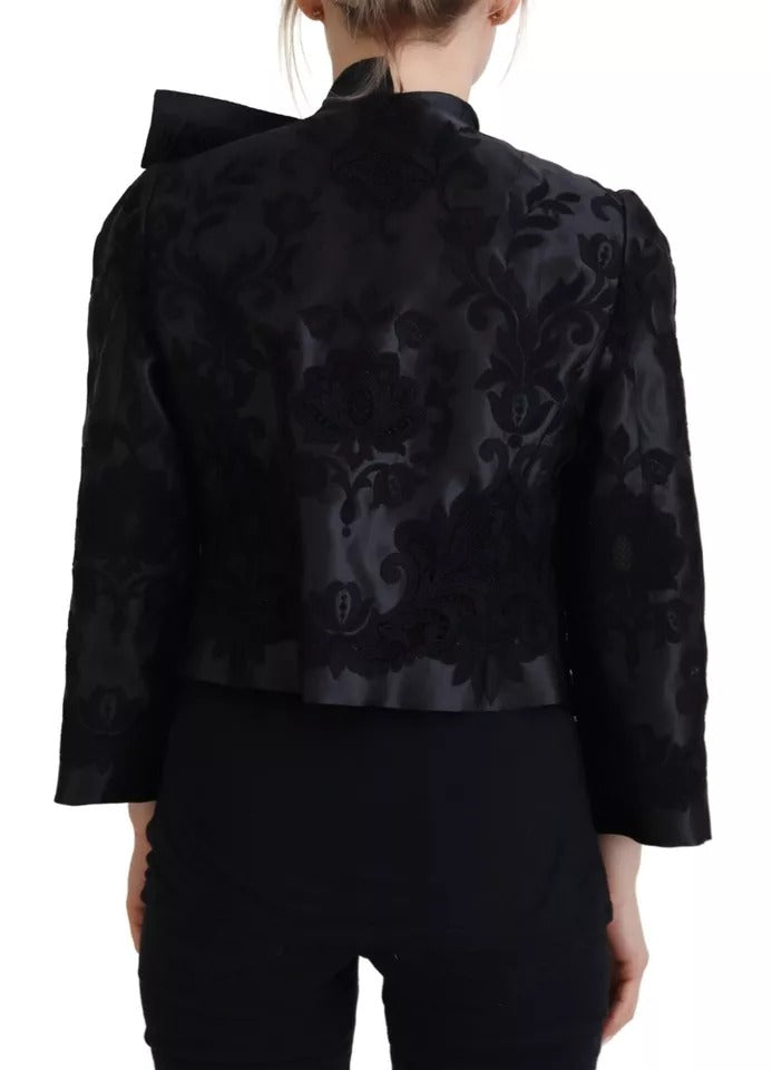 Dolce & Gabbana Black Lace Sheer Corset Organza Silk Jacket IT42 / M