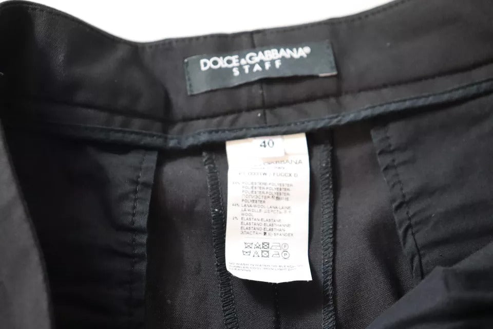 Dolce & Gabbana Black High Waist Tapered Trouser Pants IT40 / S