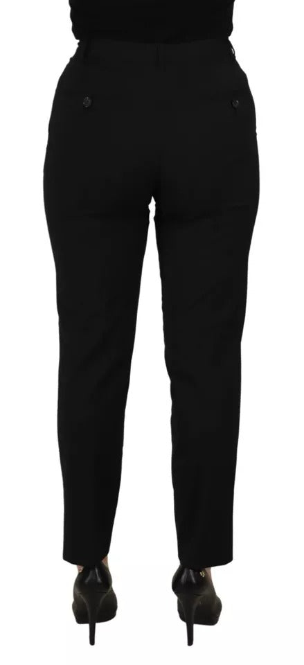 Dolce & Gabbana Black High Waist Tapered Trouser Pants IT40 / S