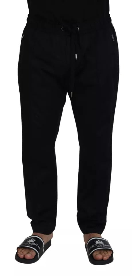 Dolce & Gabbana Black Jogging Trouser Cotton Stretch Pants IT54 / XL