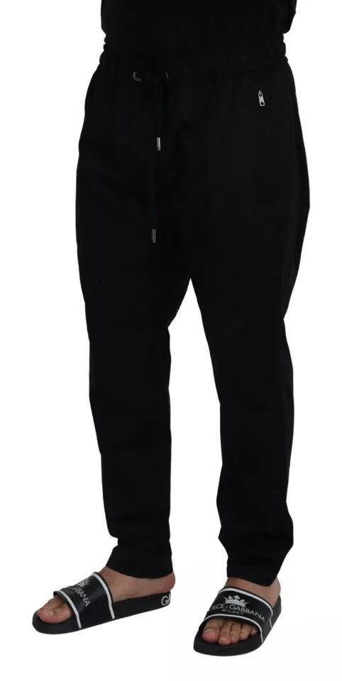 Dolce & Gabbana Black Jogging Trouser Cotton Stretch Pants IT54 / XL