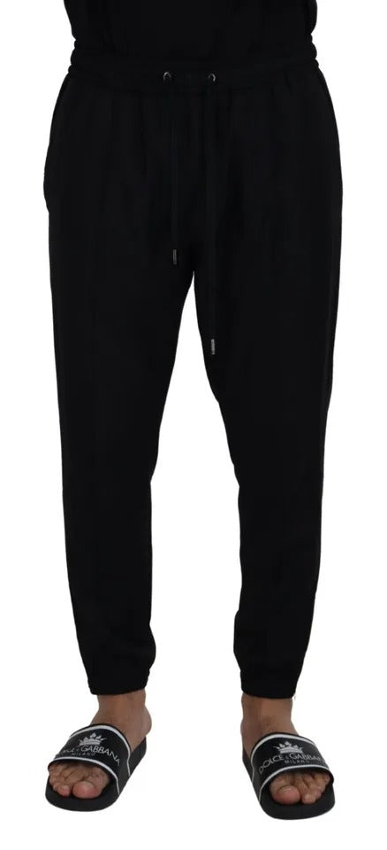 Dolce & Gabbana Black Jogger Jogging Wool Pants IT52 / L