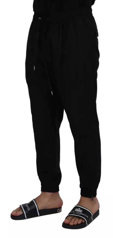 Dolce & Gabbana Black Jogger Jogging Wool Pants IT52 / L