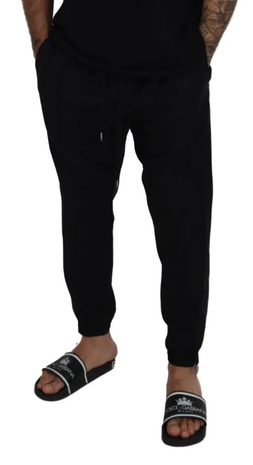 Dolce & Gabbana Black Jogger Jogging Wool Pants IT52 / L