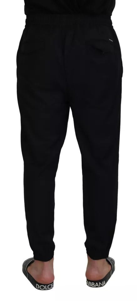 Dolce & Gabbana Black Jogger Jogging Wool Pants IT52 / L