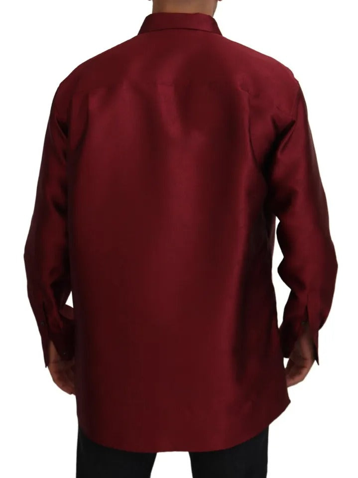 Dolce & Gabbana Bordeaux Cotton Long Sleeve Men Formal Shirt IT40 / M