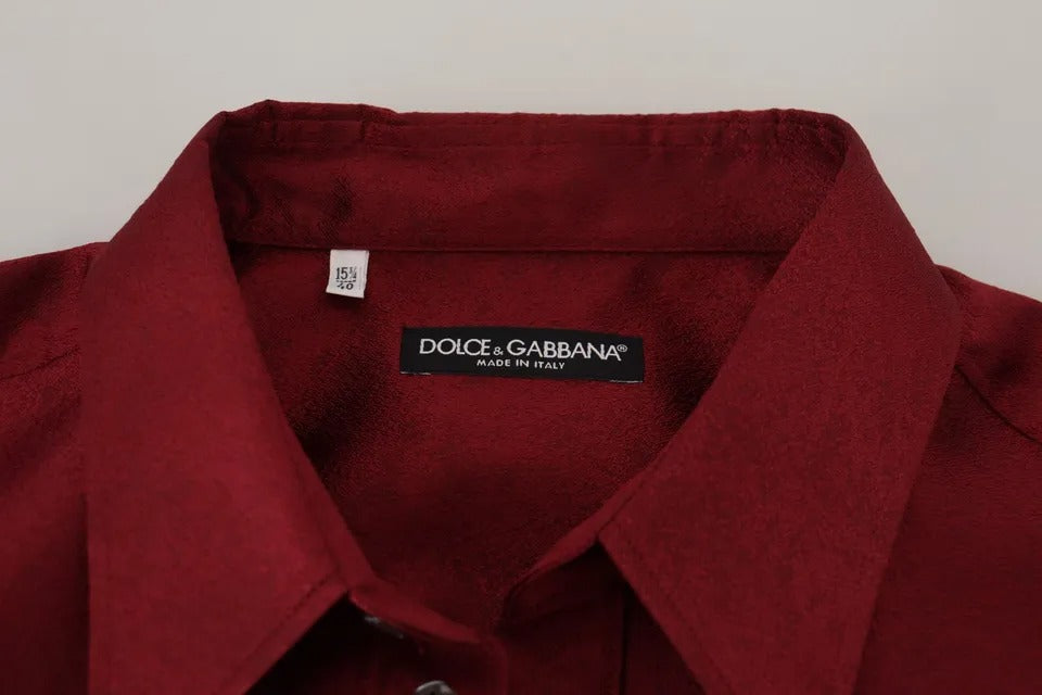 Dolce & Gabbana Bordeaux Cotton Long Sleeve Men Formal Shirt IT40 / M