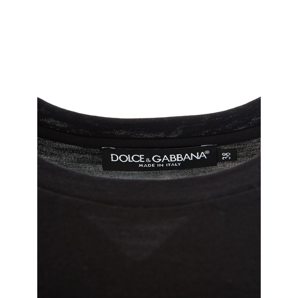 Dolce & Gabbana Black Cotton Tops & T-Shirt IT44 / L