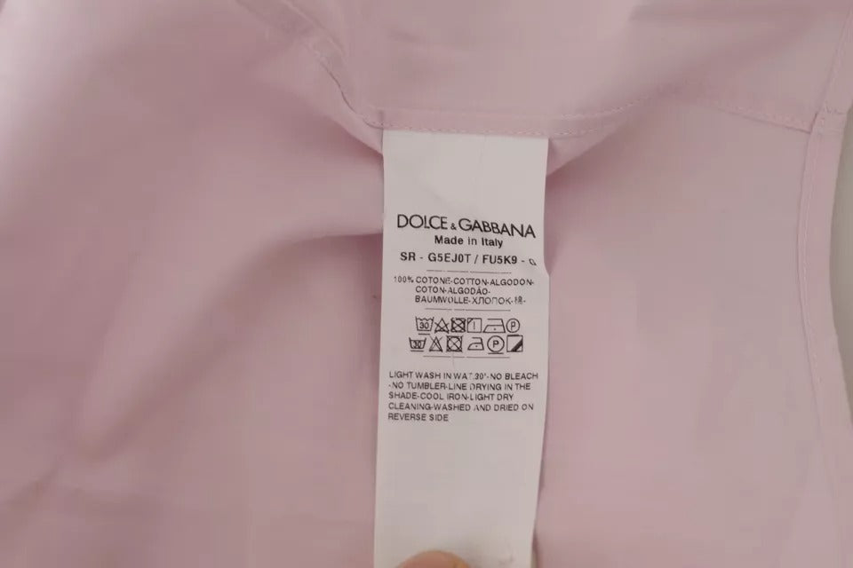 Dolce & Gabbana Light Pink Cotton Dress Formal Men GOLD Shirt IT39 / S