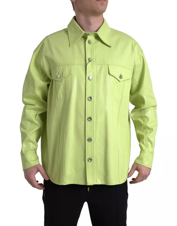 Dolce & Gabbana Green Cotton Collared Casual Button Down Shirt IT41 | L