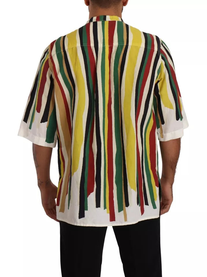 Dolce & Gabbana Multicolor Striped Linen Cotton Shirt IT40 | S