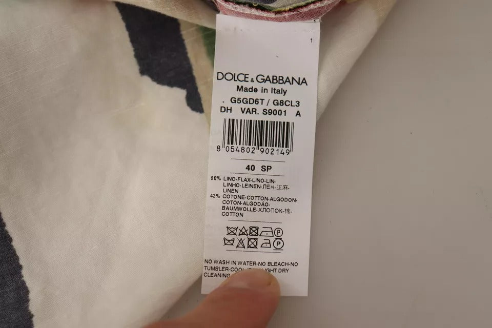 Dolce & Gabbana Multicolor Striped Linen Cotton Shirt IT40 | S