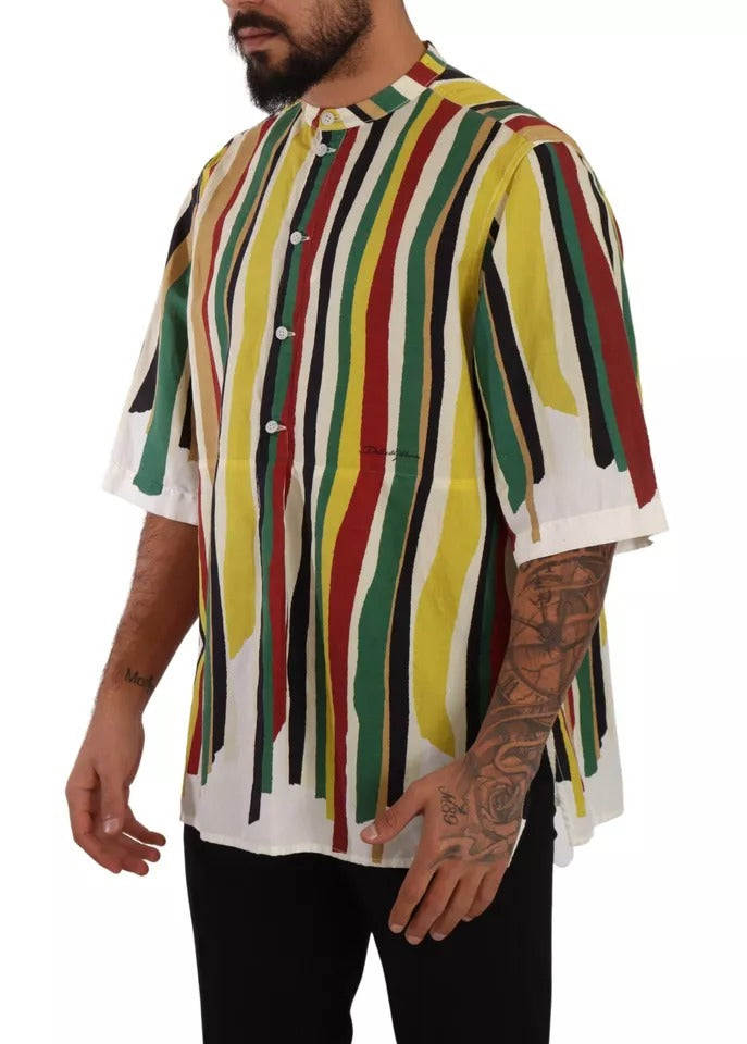 Dolce & Gabbana Multicolor Striped Linen Cotton Shirt IT40 | S