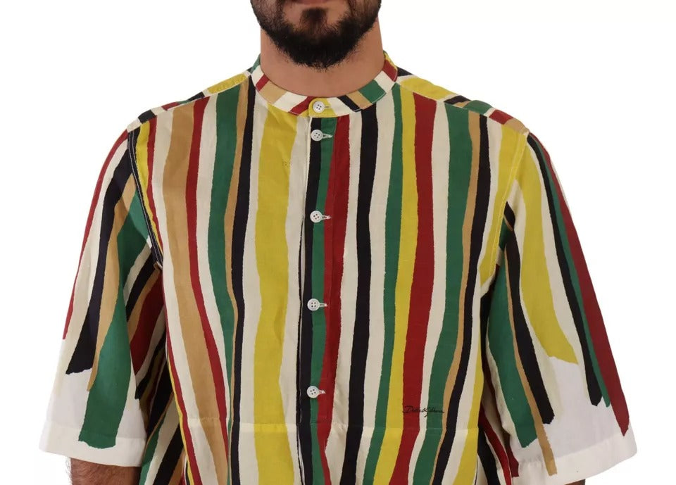 Dolce & Gabbana Multicolor Striped Linen Cotton Shirt IT40 | S