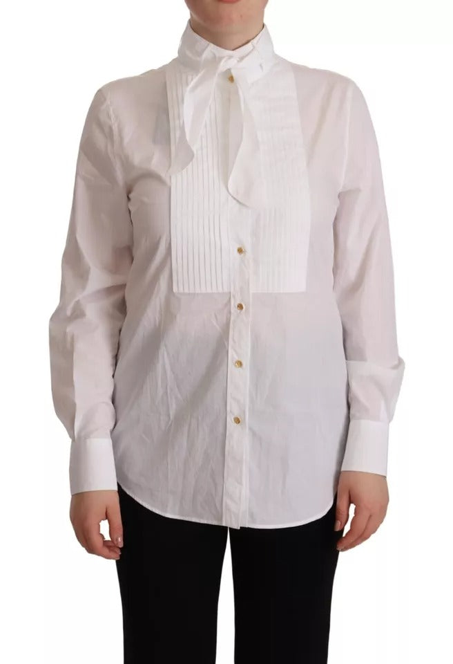 Dolce & Gabbana White Cotton Collared Long Sleeves Formal Shirt Top IT40 | S