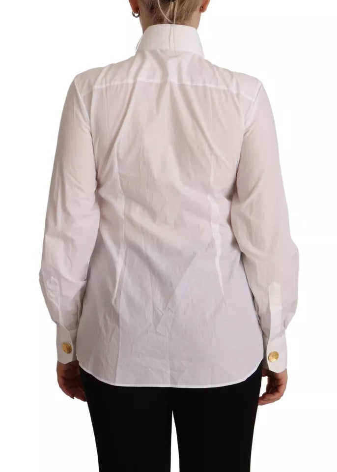 Dolce & Gabbana White Cotton Collared Long Sleeves Formal Shirt Top IT40 | S