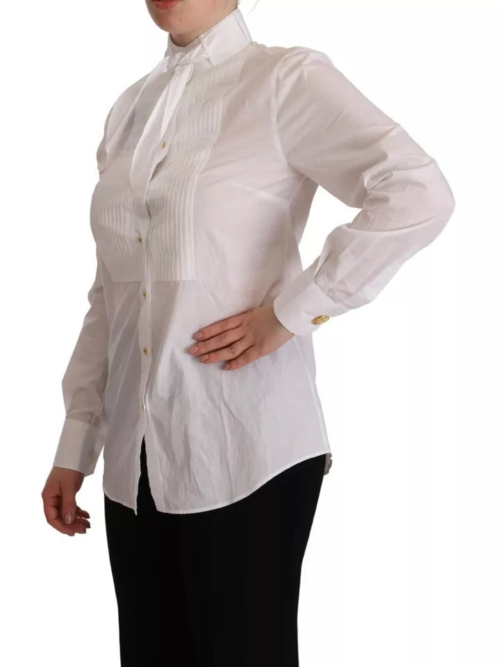 Dolce & Gabbana White Cotton Collared Long Sleeves Formal Shirt Top IT40 | S