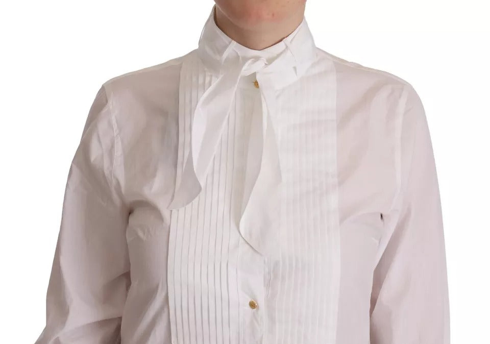 Dolce & Gabbana White Cotton Collared Long Sleeves Formal Shirt Top IT40 | S