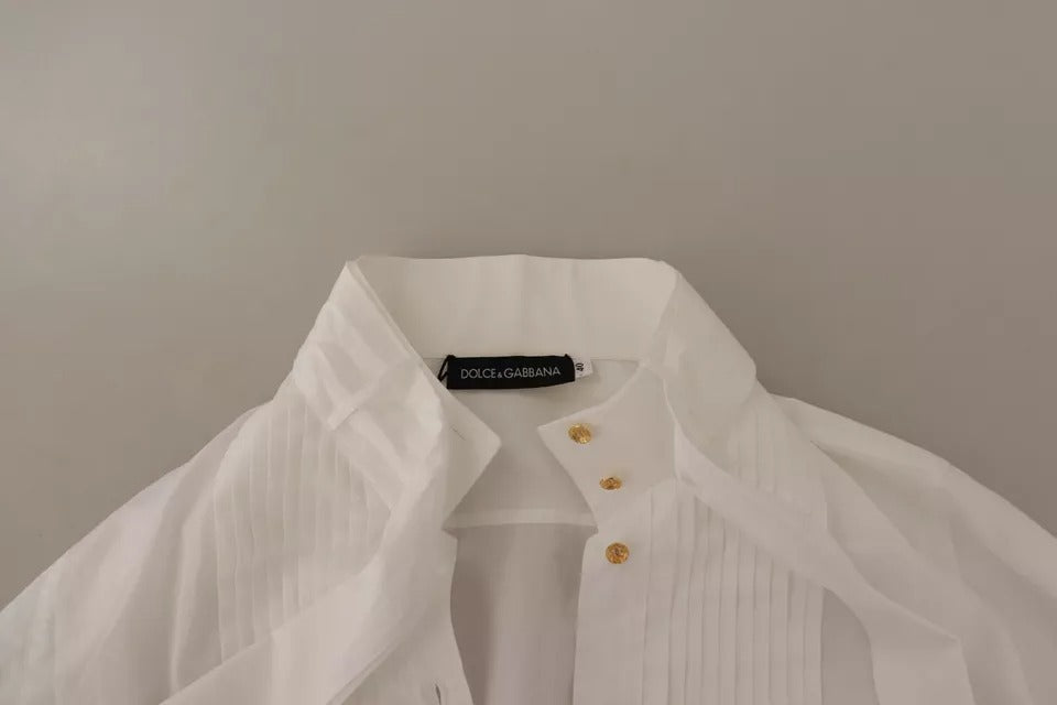 Dolce & Gabbana White Cotton Collared Long Sleeves Formal Shirt Top IT40 | S