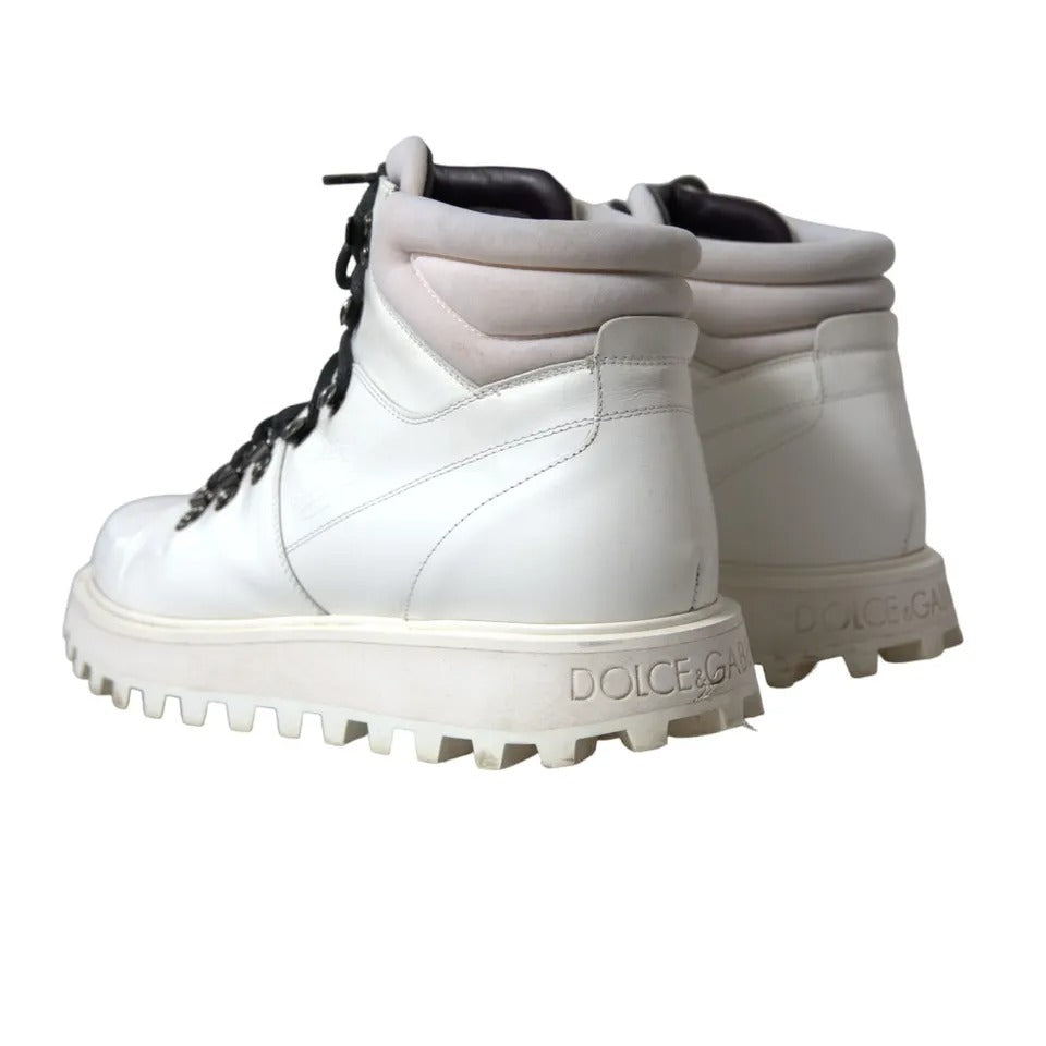 Dolce & Gabbana White Vulcano Trekking Ankle Boots Men Shoes EU43 / US10