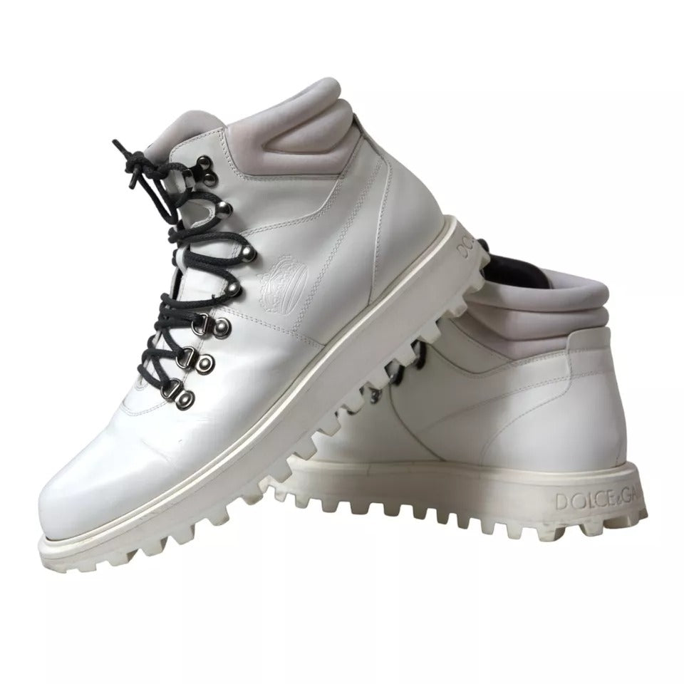 Dolce & Gabbana White Vulcano Trekking Ankle Boots Men Shoes EU43 / US10