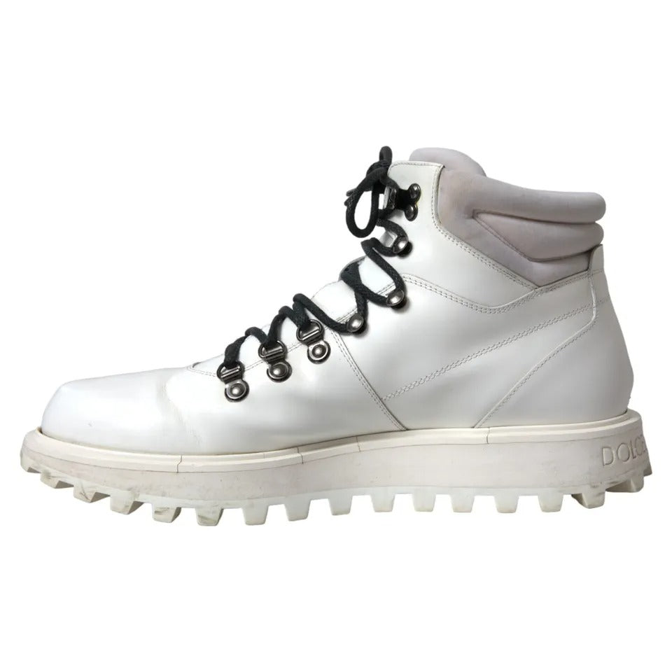 Dolce & Gabbana White Vulcano Trekking Ankle Boots Men Shoes EU43 / US10