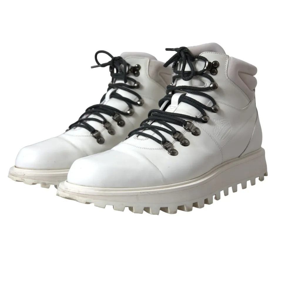 Dolce & Gabbana White Vulcano Trekking Ankle Boots Men Shoes EU43 / US10