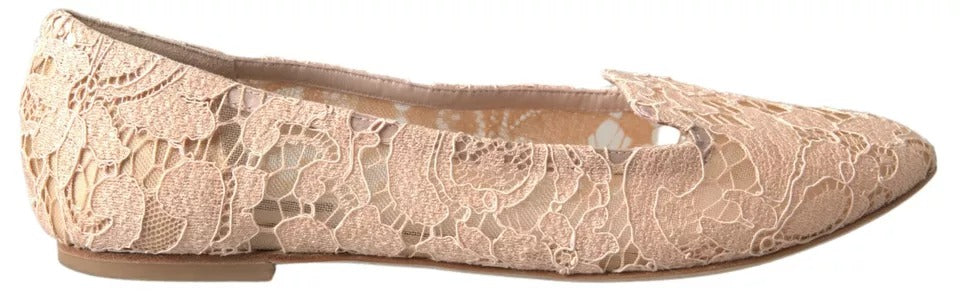 Dolce & Gabbana Beige Floral Lace Loafers Flats Shoes EU39 / US8.5