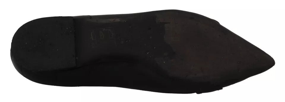 Dolce & Gabbana Black Devotion Leather Pointy Flats Shoes EU35.5 / US5