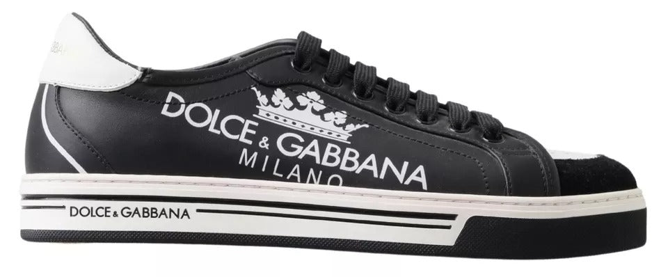 Dolce & Gabbana Black Leather Crown Milano Sneakers Casual Shoes EU39 / US6