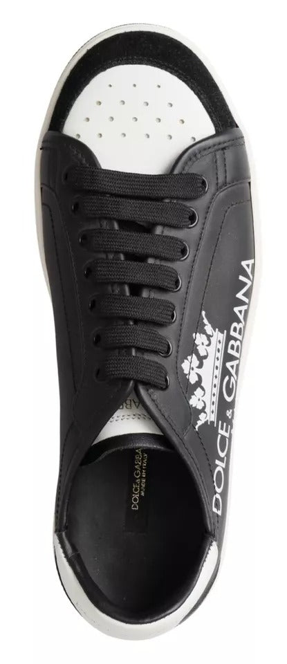 Dolce & Gabbana Black Leather Crown Milano Sneakers Casual Shoes EU39 / US6