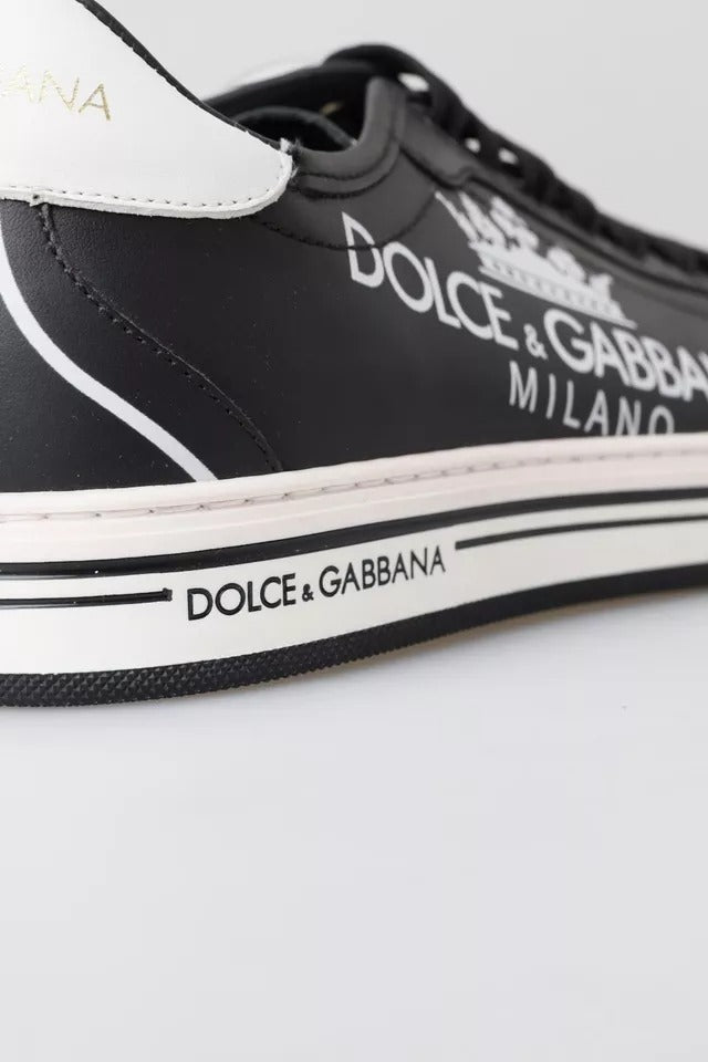 Dolce & Gabbana Black Leather Crown Milano Sneakers Casual Shoes EU39 / US6