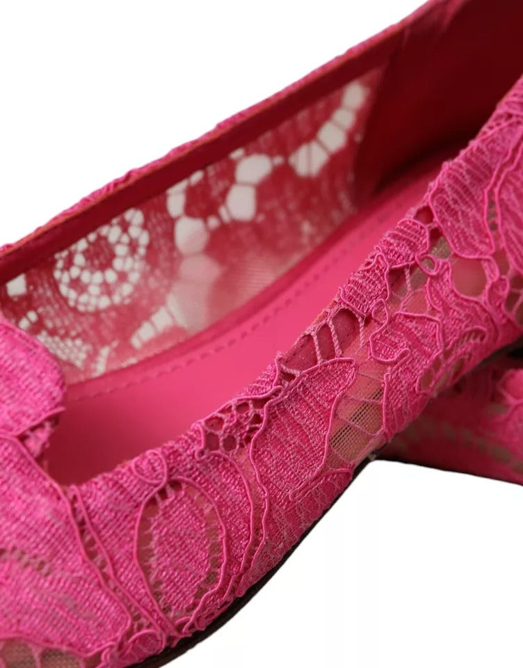 Dolce & Gabbana Pink Taormina Lace Slip On Flats Shoes EU36 / US5.5