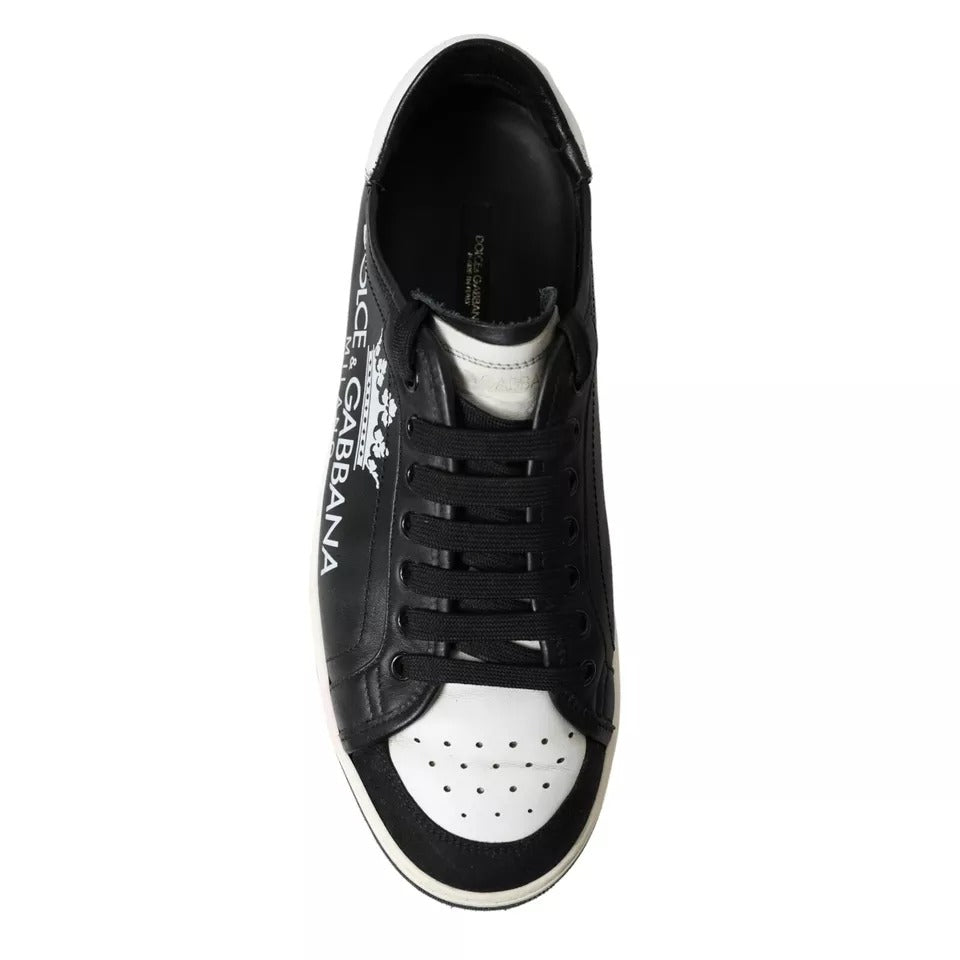 Dolce & Gabbana Black Leather Crown Milano Men Sneakers Shoes EU41 / US8