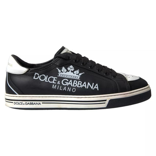 Dolce & Gabbana Black Leather Crown Milano Men Sneakers Shoes EU41 / US8