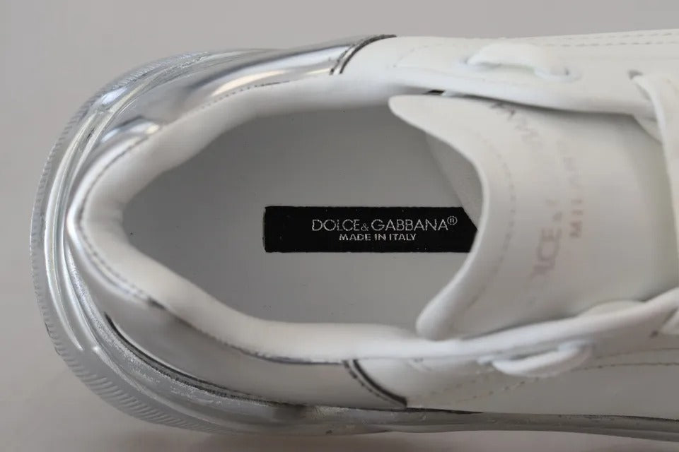 Dolce & Gabbana White Silver Leather Daymaster Sneakers Shoes EU39 / US8.5