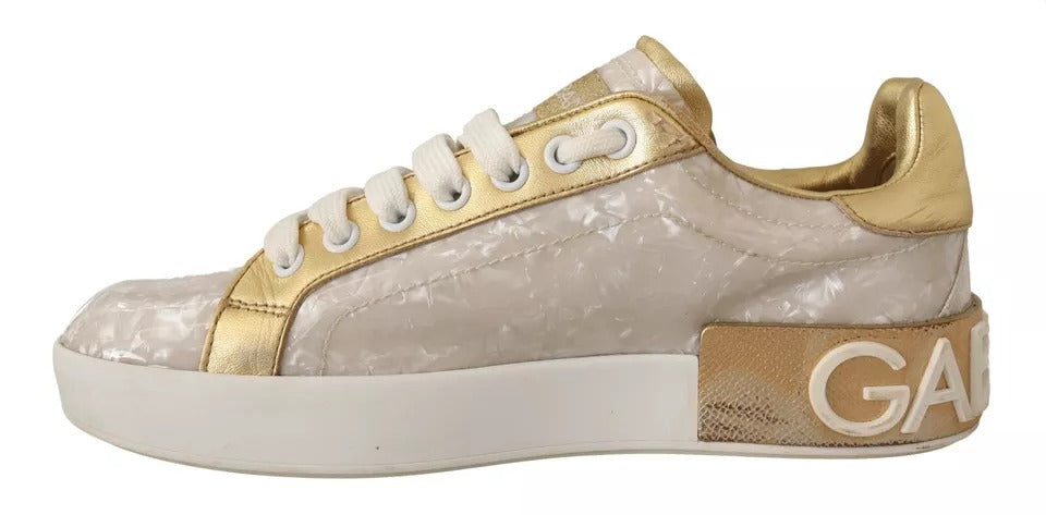 Dolce & Gabbana White Portofino Mother Of Pearl Sneakers Casual Shoes EU36 / US5.5