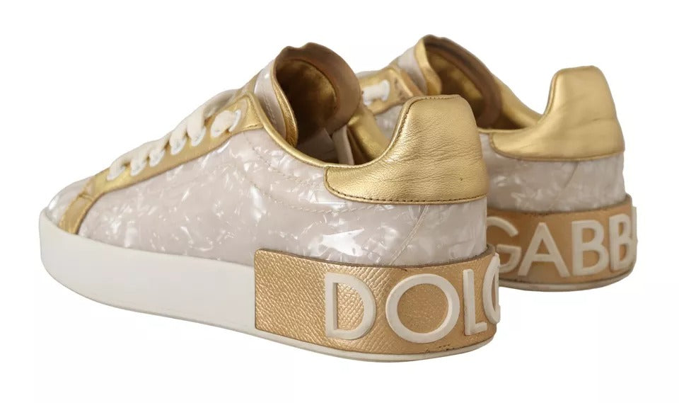 Dolce & Gabbana White Portofino Mother Of Pearl Sneakers Casual Shoes EU36 / US5.5