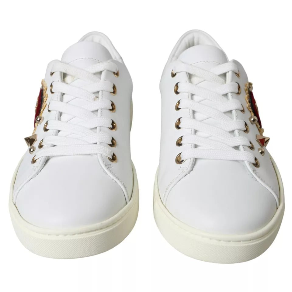 Dolce & Gabbana White Portofino Sacred Heart Sneakers Women Shoes EU35 / US4.5