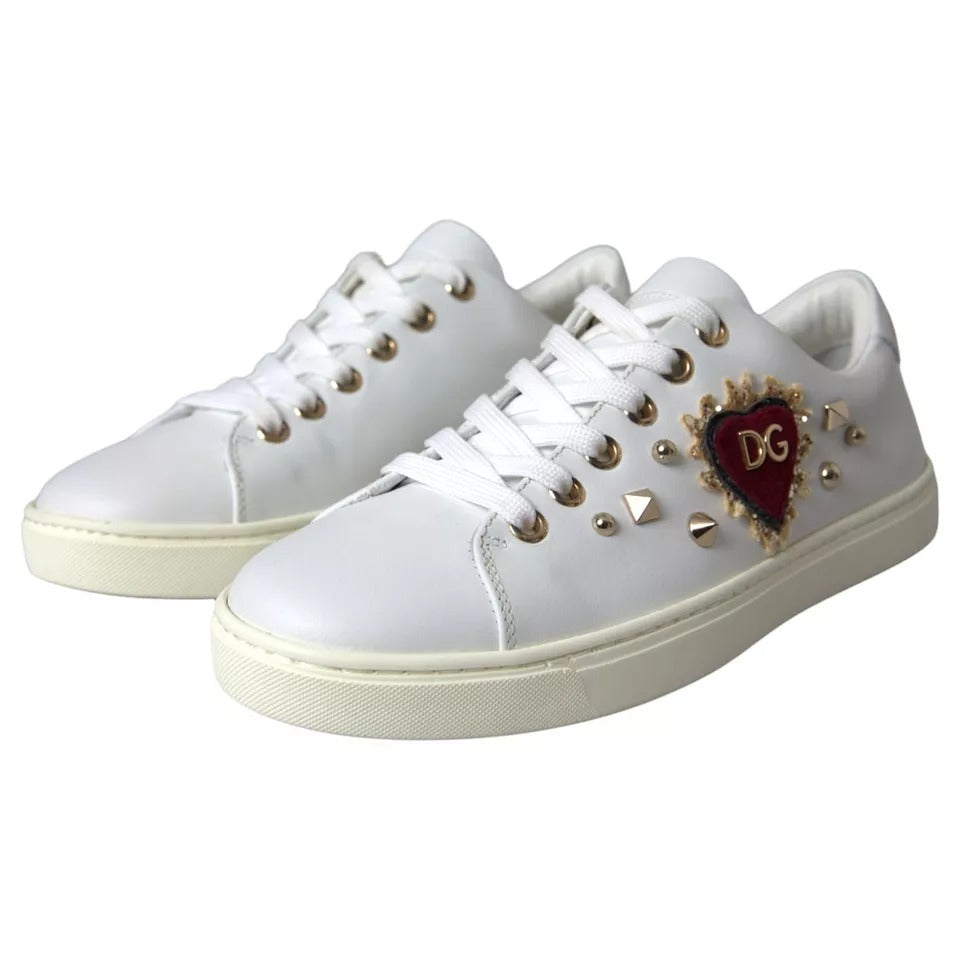 Dolce & Gabbana White Portofino Sacred Heart Sneakers Women Shoes EU35 / US4.5