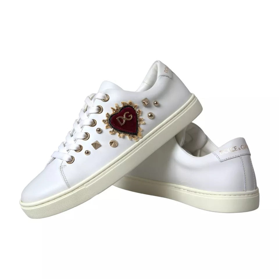 Dolce & Gabbana White Portofino Sacred Heart Sneakers Women Shoes EU35 / US4.5