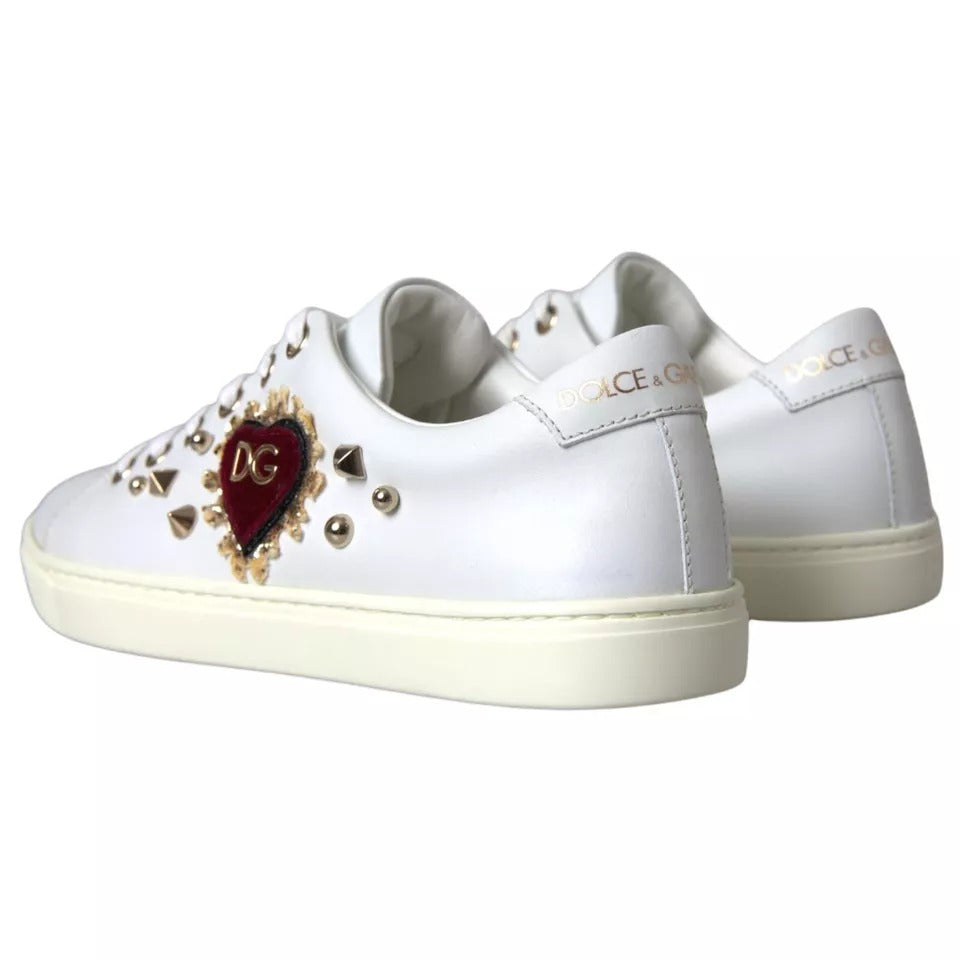 Dolce & Gabbana White Portofino Sacred Heart Sneakers Women Shoes EU35 / US4.5