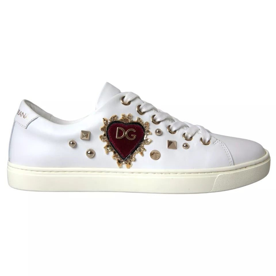 Dolce & Gabbana White Portofino Sacred Heart Sneakers Women Shoes EU35 / US4.5