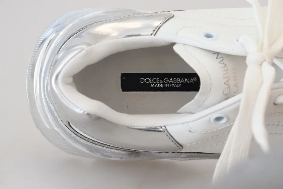 Dolce & Gabbana White Silver Leather Daymaster Women Sneakers Shoes EU39.5 / US9