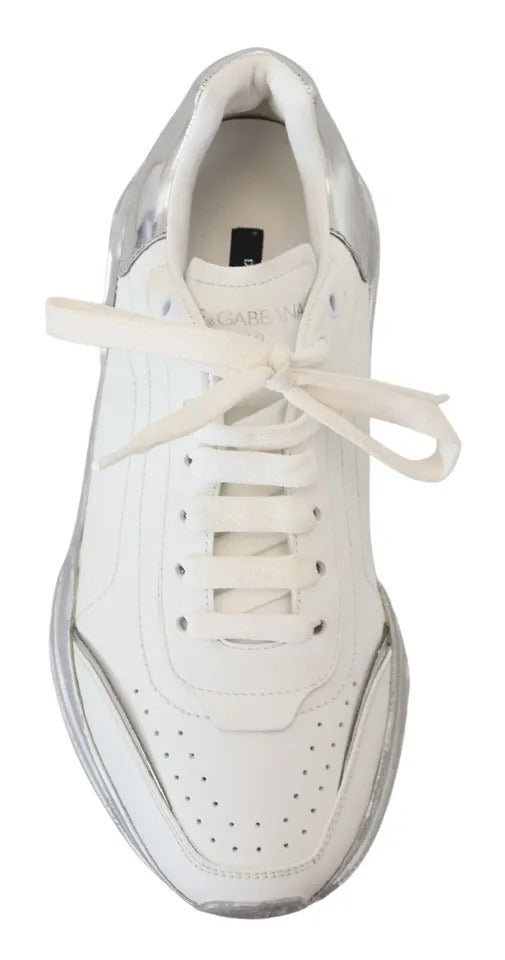 Dolce & Gabbana White Silver Leather Daymaster Women Sneakers Shoes EU39.5 / US9