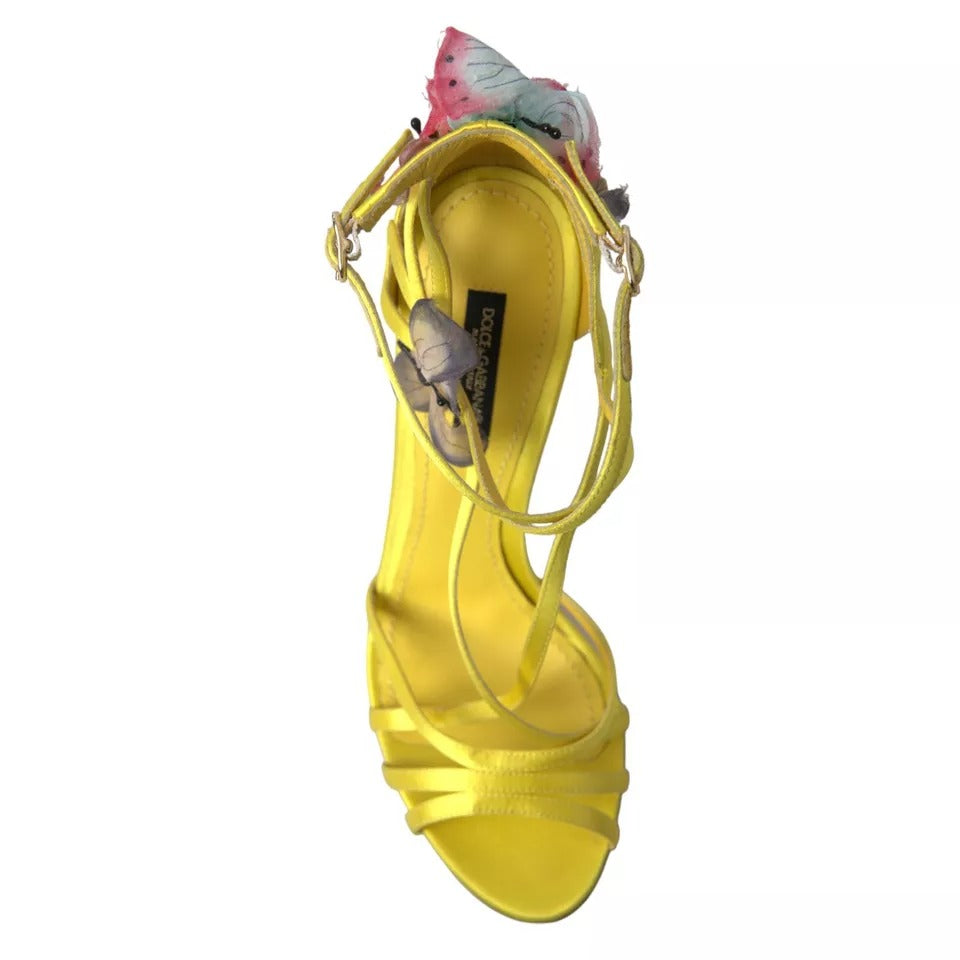 Dolce & Gabbana Yellow Butterfly Applique Sandals Shoes EU37 / US7