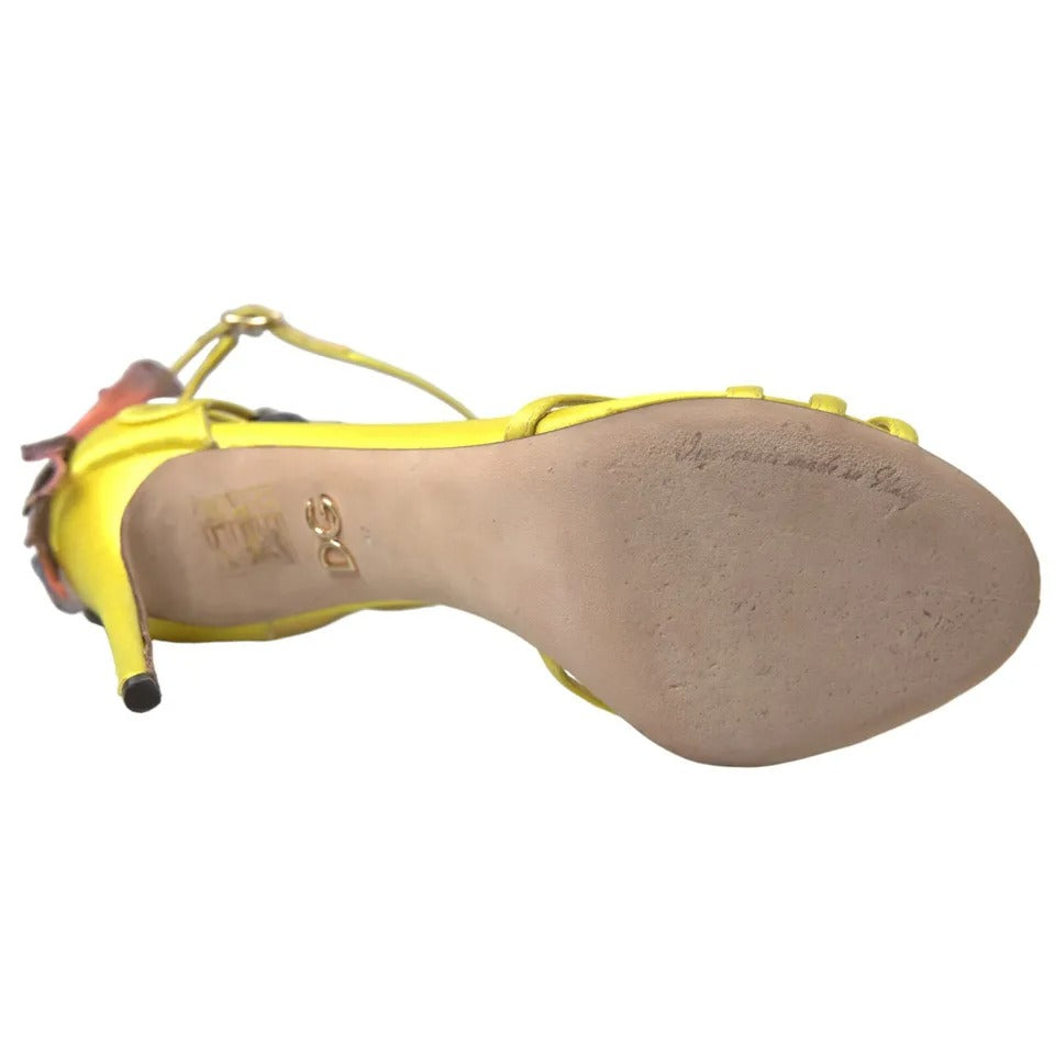 Dolce & Gabbana Yellow Butterfly Applique Sandals Shoes EU37 / US7