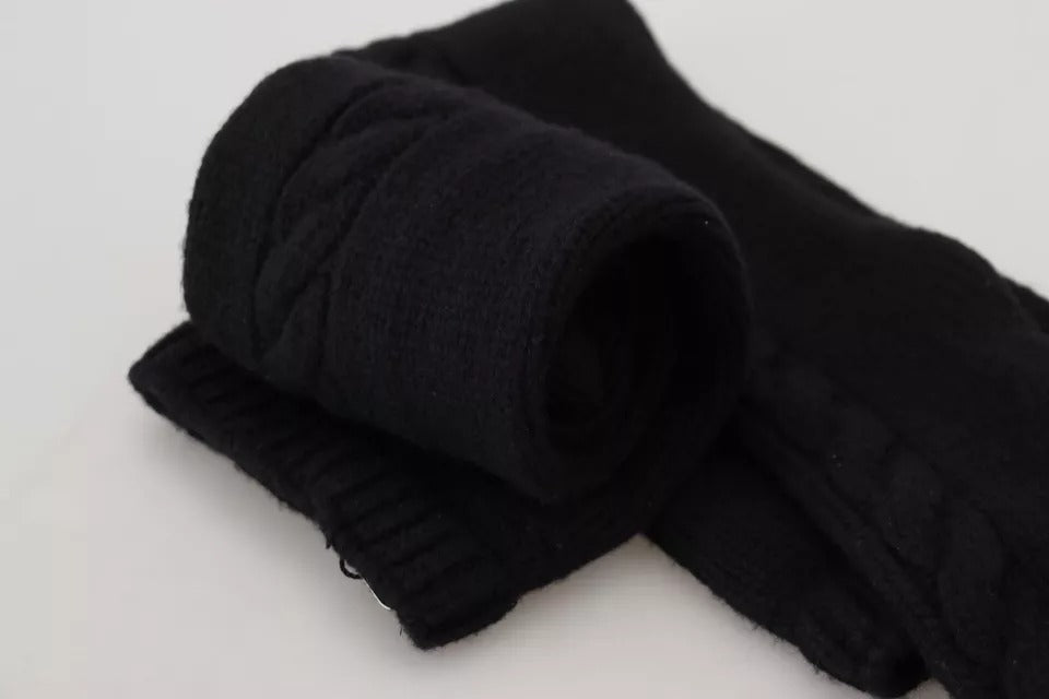 Dolce & Gabbana Black Wool Knit Calf Long Women Accessory Socks SIZE S