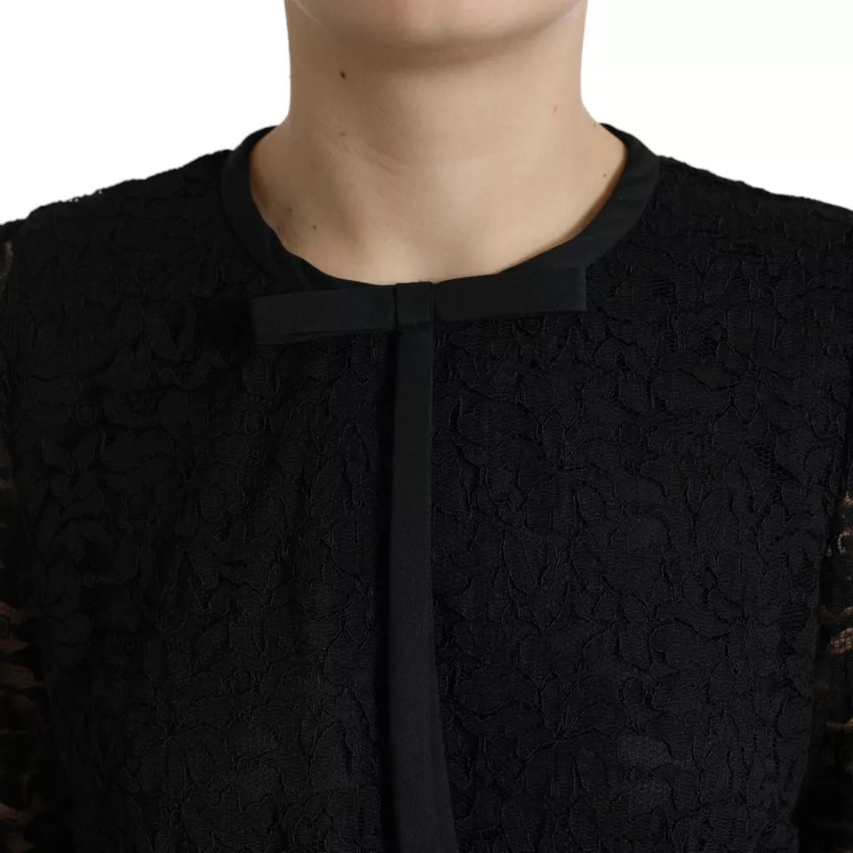 Dolce & Gabbana Black Floral Lace Blouse T-shirt Staff Top IT38 / S